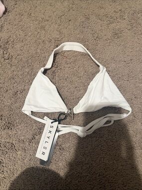 SKYLERSWIMWEAR White Triangle Halter Bikini Top